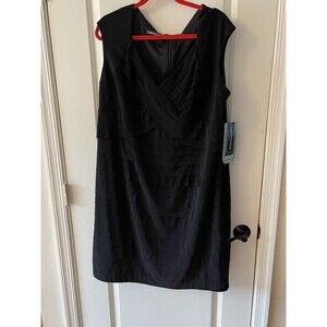 Jones Wear Women’s Size 18W Black Tiered Sleeveless Shift Dress NWT $100